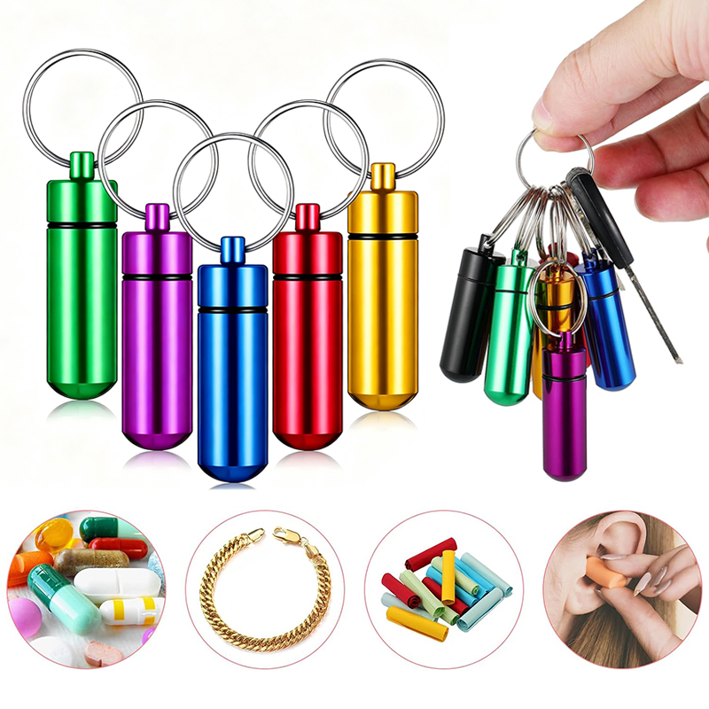 Edc Pill Carry - 1/5 ชิ้น พวงกุญแจกล่องยาอะลูมิเนียมขนาดเล็ก – กล่องใส่ยาโลหะแบบสุญญากาศสำหรับ EDC,