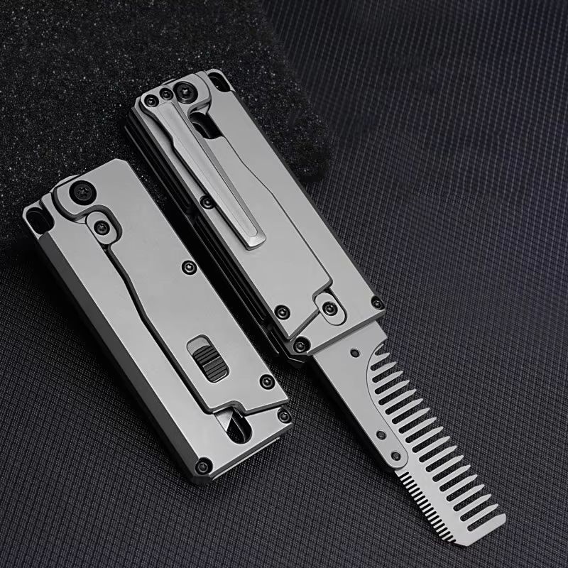 Comb Pocket Titanium - ไทเทเนียมพับหวีหวีเปลี่ยนได้ Multi-Function EDC Utility Window Breaker