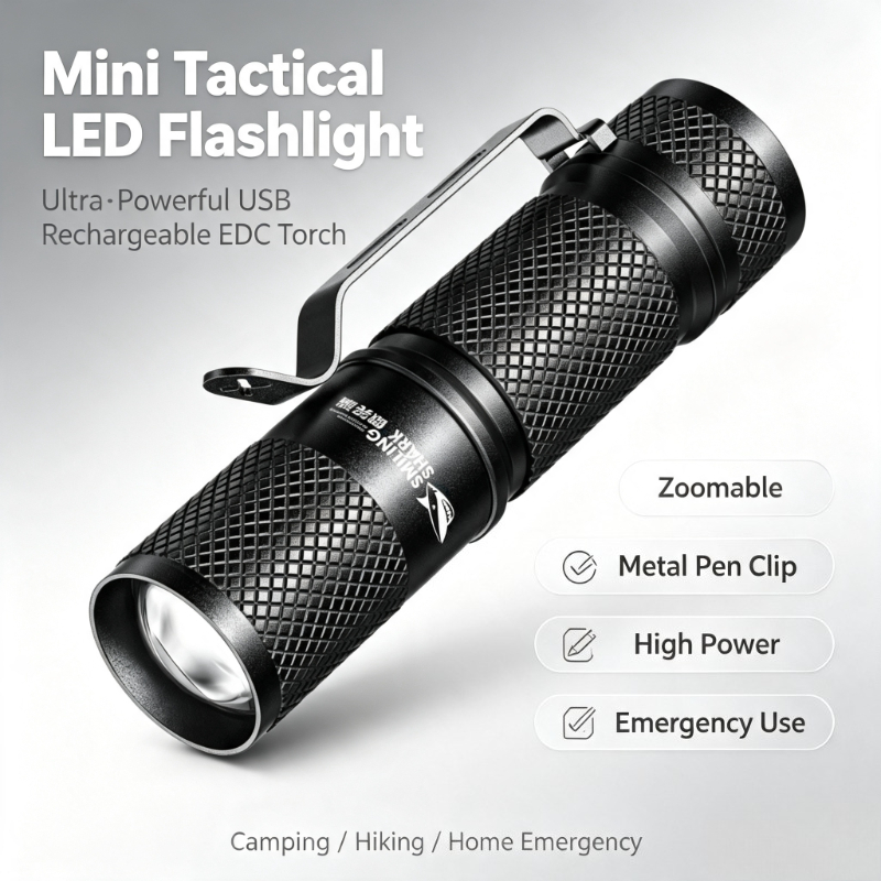 Edc Day Carry - SMILING SHARK ไฟฉาย LED ขนาดเล็กพลังสูงพิเศษ แบบยุทธวิธี
