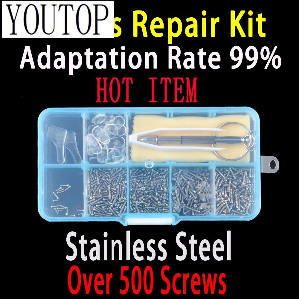 Micro Screwdriver Kit - 500 แว่นตาชุดซ่อมชุดเครื่องมือแว่นตากันแดดสกรู Micro Nose Pads ไขควงหู