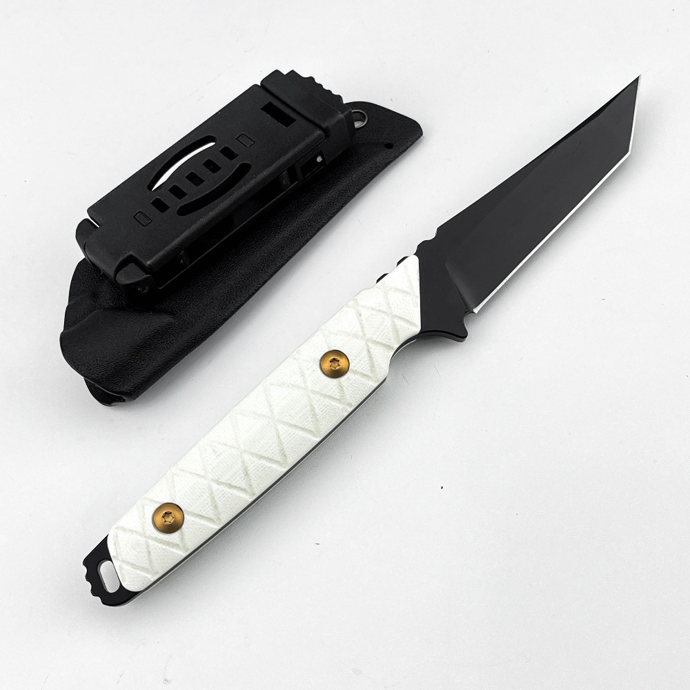 Edc Carry Fixed Blade Knife - มีดใบตายแบบใหม่ ด้ามจับ G10 สีขาว ใบมีด D2