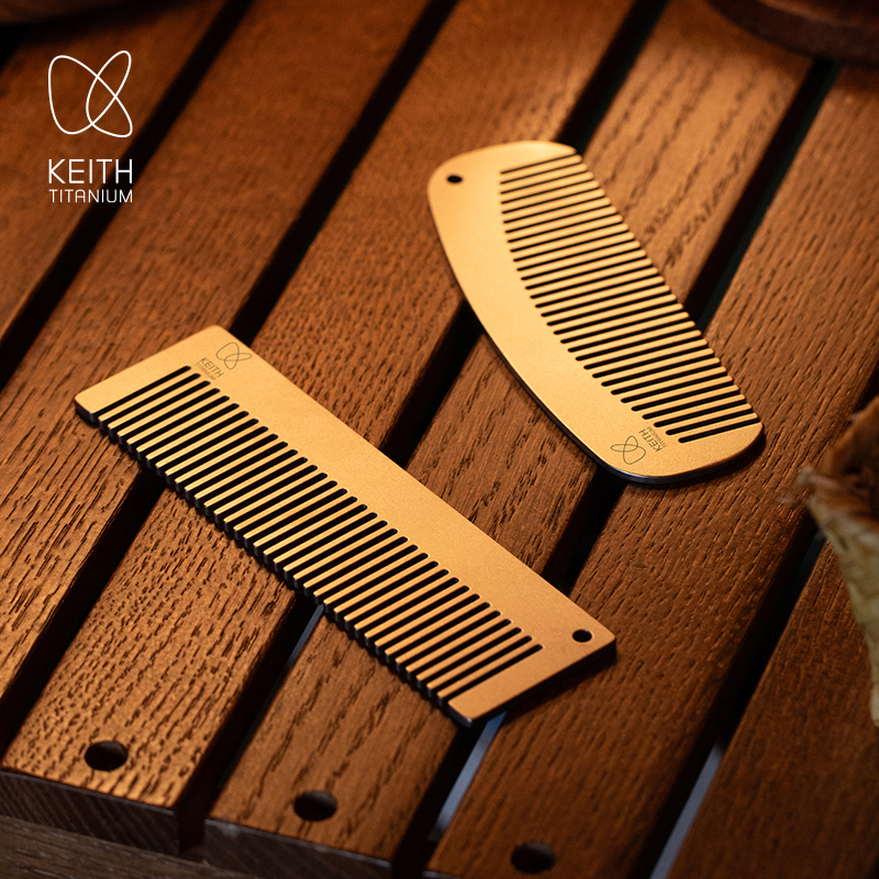 Comb Pocket Titanium - หวีกระเป๋า KEITH ไทเทเนียมสำหรับผมและหนังศีรษะที่มีสุขภาพดี บางเฉียบ 2 มม.