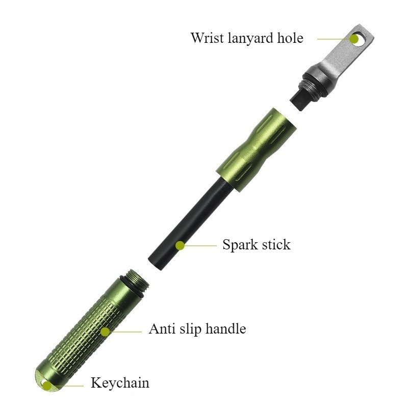 Ferro Rod Striker - แท่งจุดไฟแบบพกพา กันน้ำ ใช้ในกรณีฉุกเฉิน อเนกประสงค์ สำหรับตั้งแคมป์กลางแจ้ง