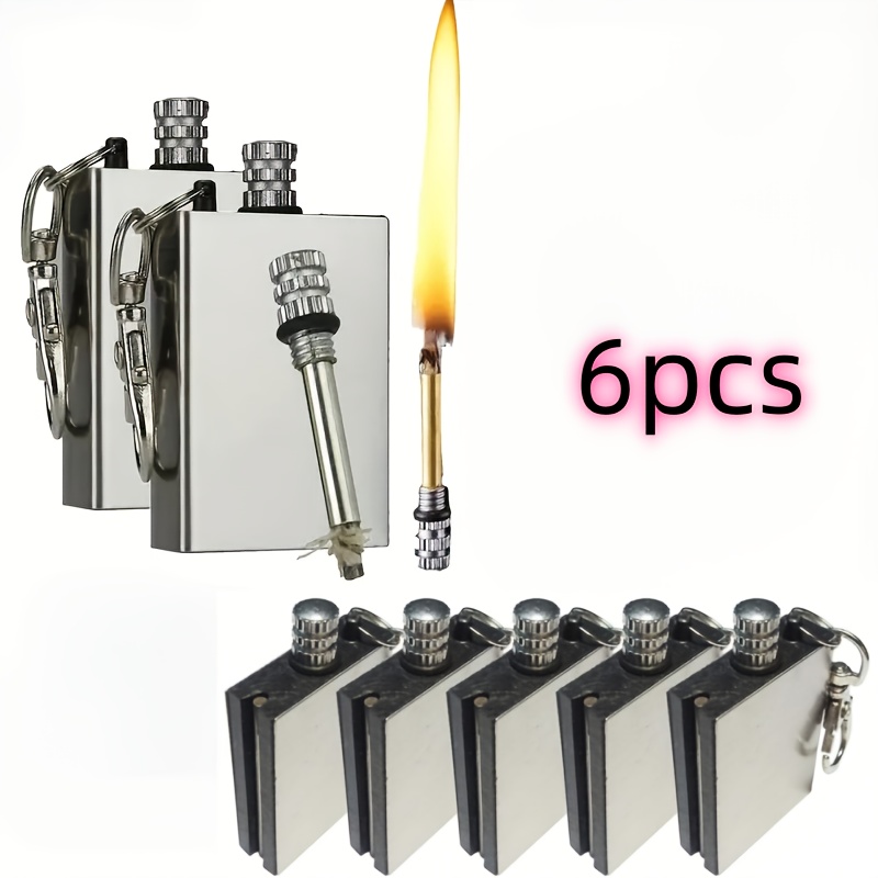 Ferro Rod Striker - ไฟแช็คโลหะฉุกเฉิน 1-6 ชิ้น - ไฟแช็คแบบใช้ถ่าน/น้ำมัน พร้อมพวงกุญแจ