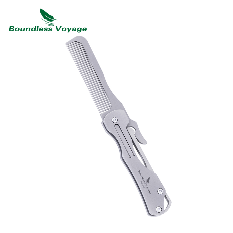 Comb Pocket Titanium - Boundless Voyage พับไทเทเนียมหวีผม EDC เกียร์หวีหวีผมจัดแต่งทรงผม &