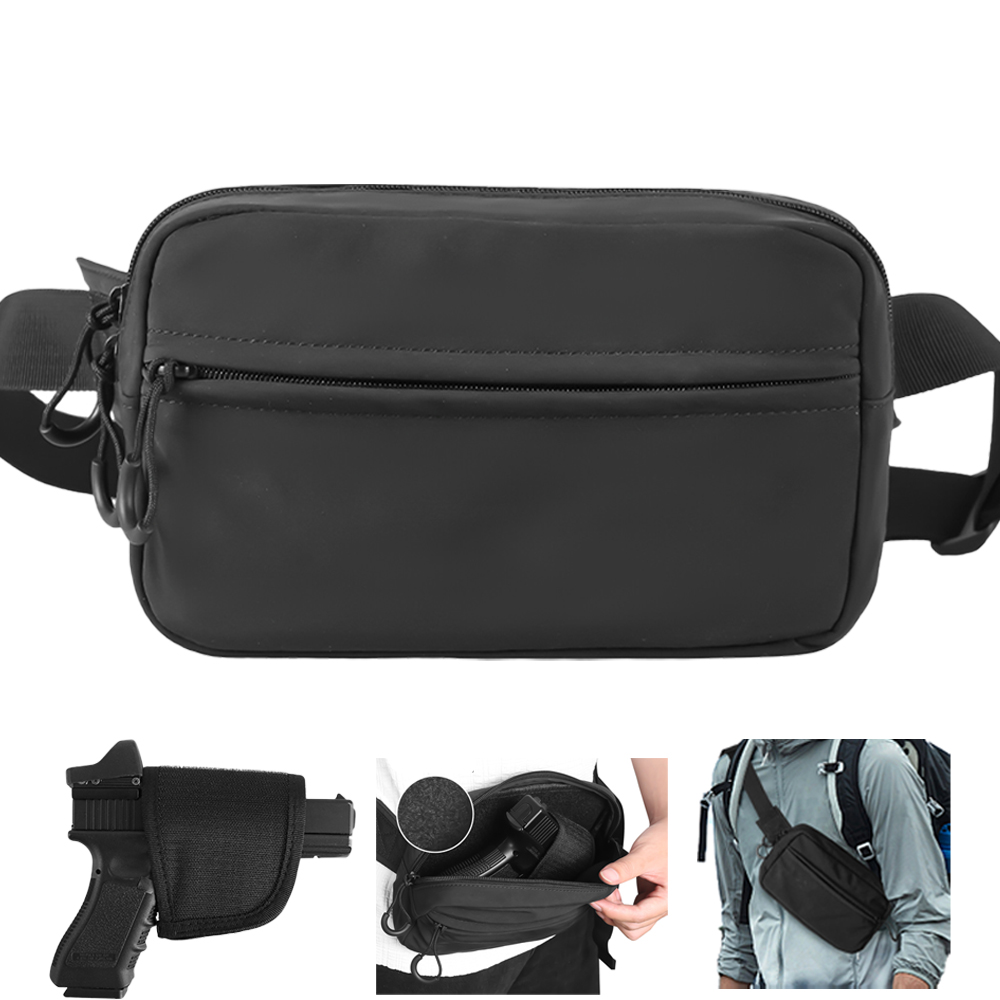 Edc Carry Pistols - ยุทธวิธีCrossbodyกระเป๋าปืนพกเอวแพ็คปกปิดปืนพกพาHOLSTER EDC Fanny Packพร้อมเข็มขัดซิปสําหรับกีฬาTravel Work