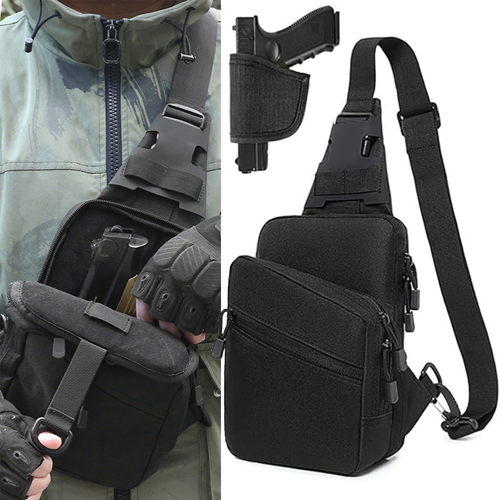 Edc Concealed Carry Sling Bag - กระเป๋าปืนพกยุทธวิธีแบบซ่อนตัว กระเป๋าสะพายข้างแบบคาดลำตัว กระเป๋าปืนเปิดเร็ว กระเป๋าสะพาย EDC สำหรับกิจกรรมกลางแจ้ง