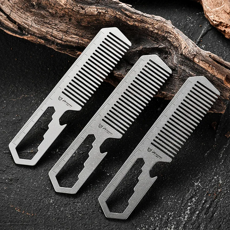 Comb Pocket Titanium - FEGVE หวีไทเทเนียมป้องกันไฟฟ้าสถิตย์ หวีอเนกประสงค์ ที่เปิดขวด ประแจ ของขวัญสำหรับผู้ชาย