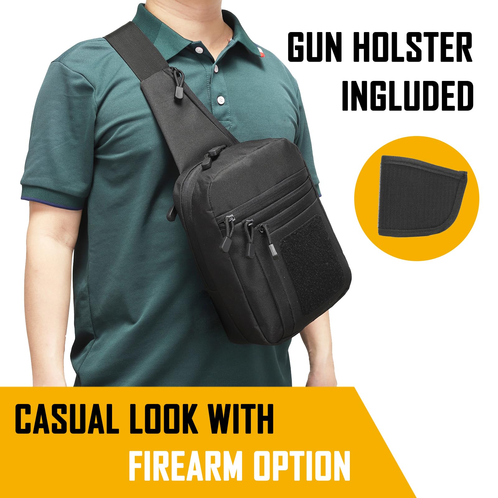 Edc Everyday Carry - กระเป๋าคาดอกแบบซ่อนปืนสำหรับผู้ชาย, กระเป๋าสะพายข้างแบบซ่อนปืน, กระเป๋า EDC, กระเป๋าสะพายไหล่ไนลอนคุณภาพสูง, กระเป๋าคาดอกสำหรับปืนพก