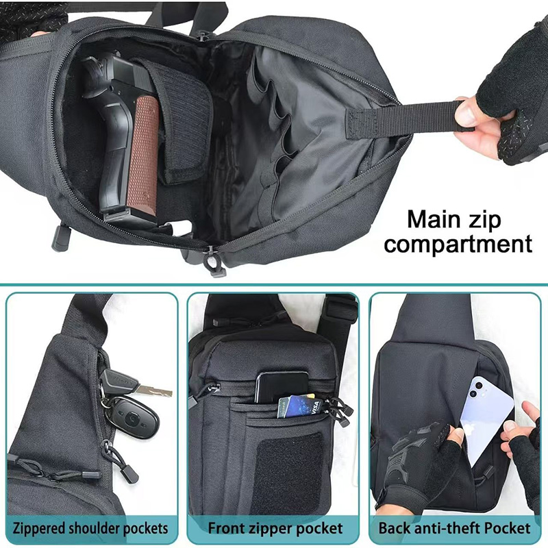 กระเป๋าปืนพกยุทธวิธี ซองปืนพกแ - Edc Concealed Carry Sling Bag บทวิจารณ์และราคา