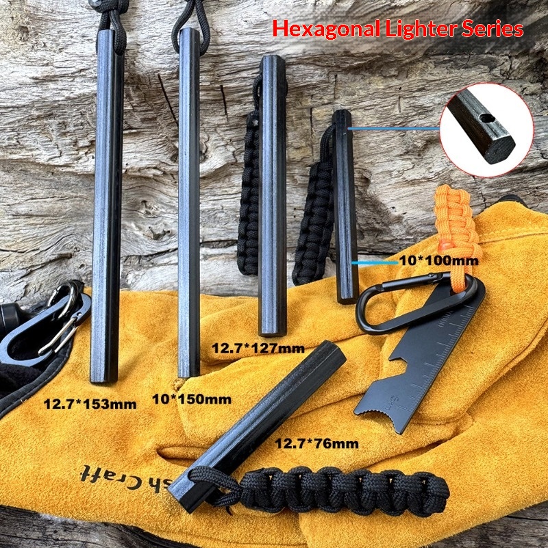 แท่งไฟแช็กแมกนีเซียมหกเหลี่ยมแ - Ferro Rod Striker บทวิจารณ์และราคา