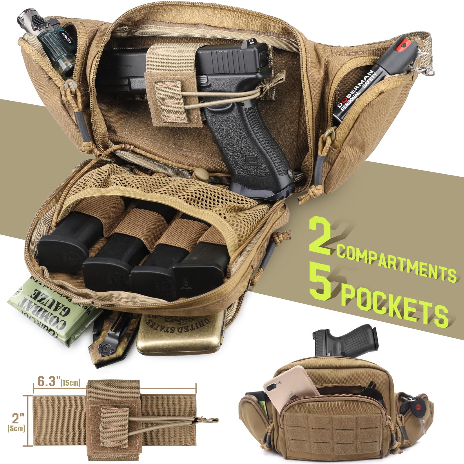 กระเป๋าคาดเอวแบบพกพาสำหรับใส่ป - Edc Concealed Carry Fanny Pack บทวิจารณ์และราคา